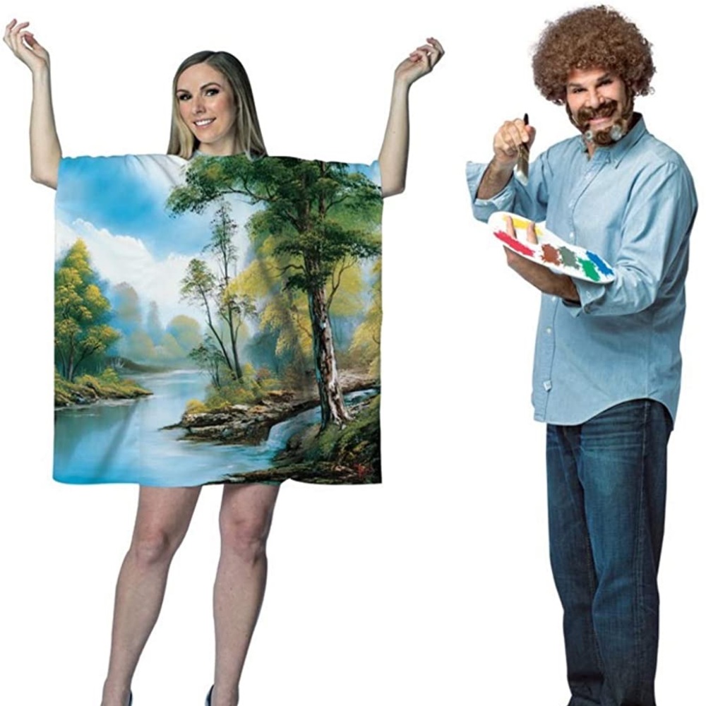 Bob Ross couples Halloween costumes.